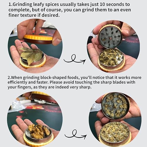 Miniatura 3 de Molinillo de especias en forma de galleta, molinillo de hierbas - Equipaje portátil de mano de 2.2 pulgadas