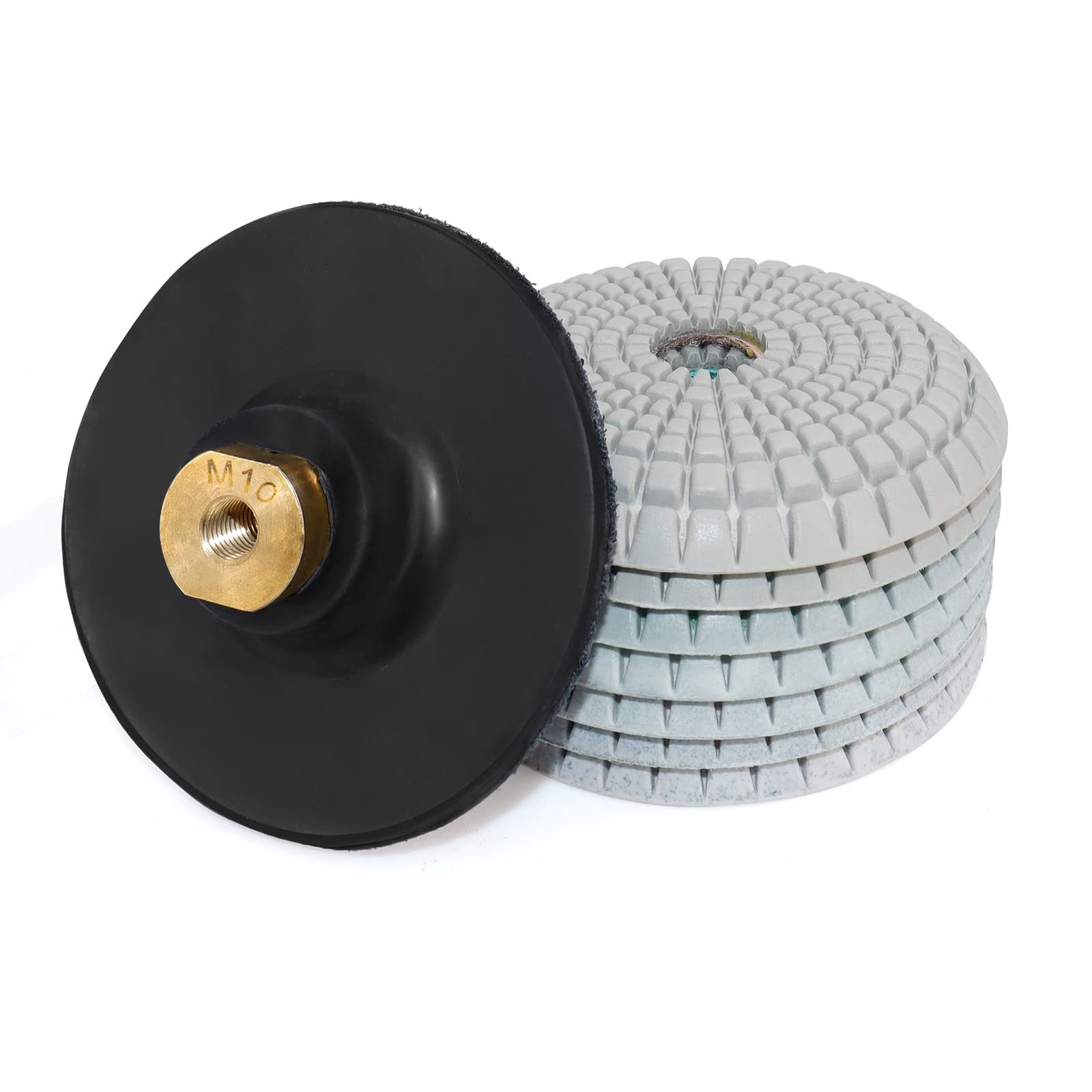 10,2 cm Bogen-Schüssel-Form, Wasser, weiche Schleifblechscheiben, Set nass, konvexe, konvexe, konkave Polierpads, Körnung 50–3000, für Granit, Beton, Marmor, mit Fugen-Kleberscheibe (Schleifscheiben +