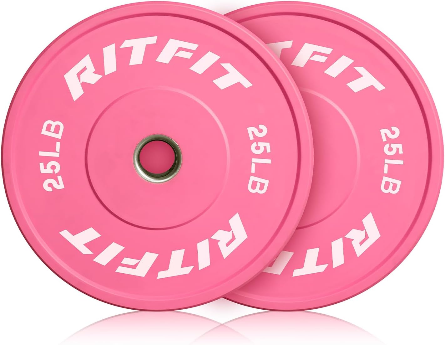 RITFIT Pink Weight Plates, 2 Inch Olympic Barbell Weight Plate, Bumper Plates With Steel Insert, Pink Weights for Gym and Home