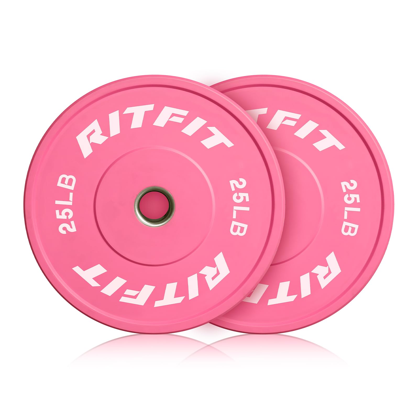 RitFitPink Weight Plates, 2 Inch Olympic Barbell Weight Plate, Bumper Plates With Steel Insert, pink weights for Gym and Home
