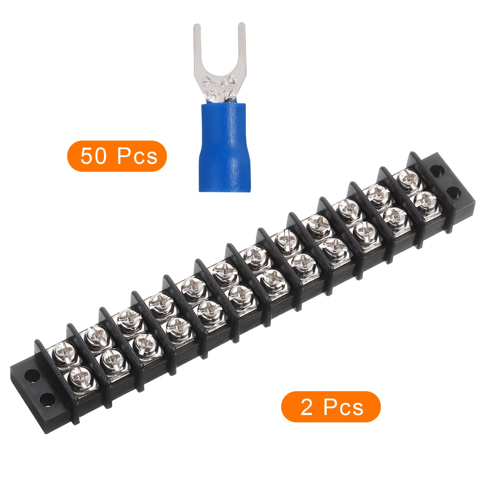 QUARKZMAN 2 sztuki bloku zacisków 200-450 V, 20-30 A, podwójne rzędy 12P DIN Strip zaciski śrubowe z 50 szt. Złącza termokurczliwe do kabli