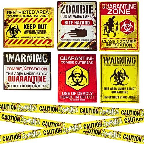 4E's Novelty 6 Warning Signs 11x14" with Caution Tape Roll 20 Fee...