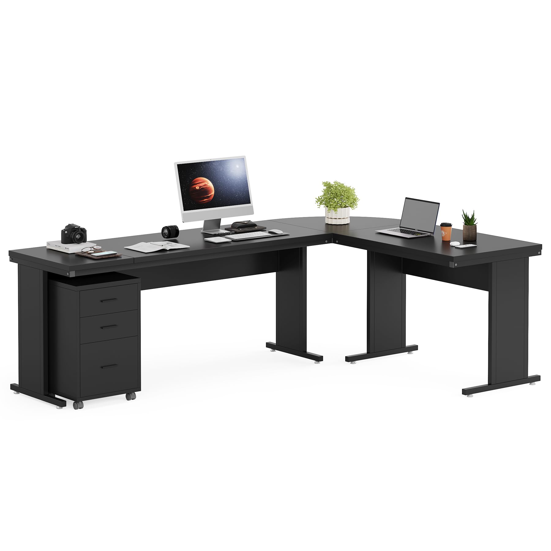 Amazon.com: Tribesigns L-Shaped Executive Desk with File Cabinet