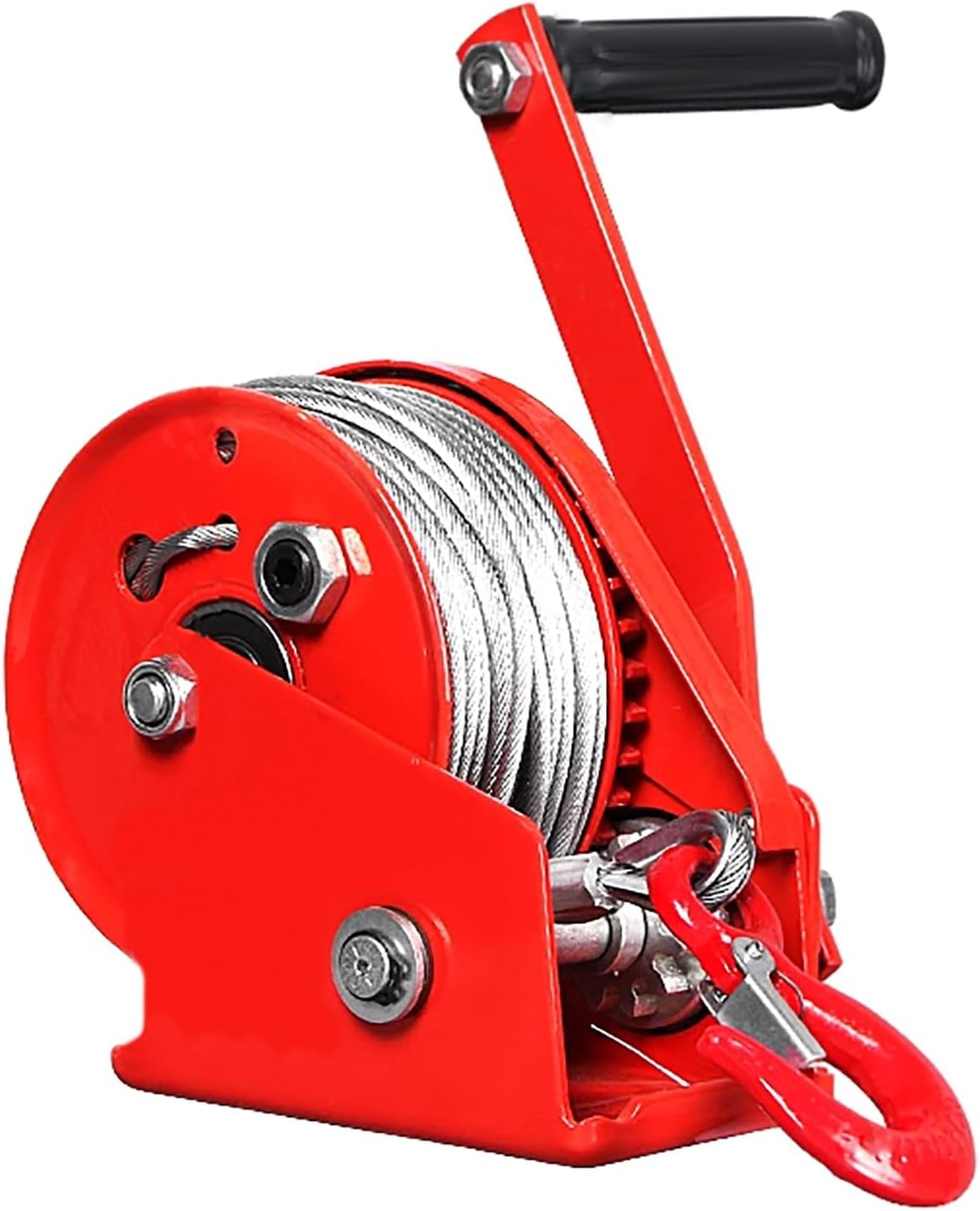 Manual Dual-Directional Ratchet Winch 4:1 Gear Ratio 20m Wire Hand Winch with Bearings Heavy-Duty Marine Winch (1100kg/2400lb - 30m Cable Durable)