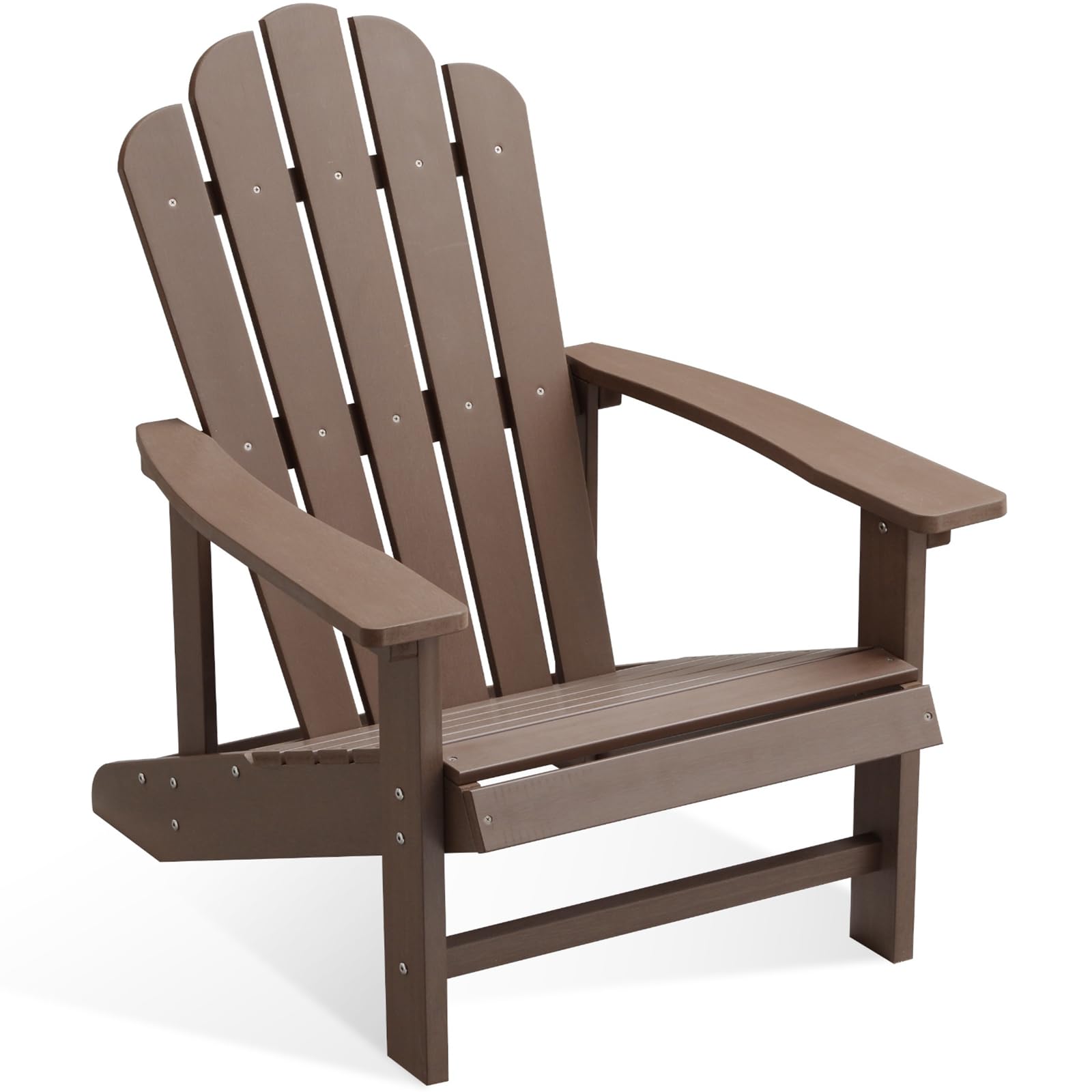 Efurden Adirondack Chair, 350 lbs Capacity Load, Weather Resistant Fire Pits Chair for Lawn and Garden, Looklike Real Wood, Long Life Span, Easy Assembly (Brown)