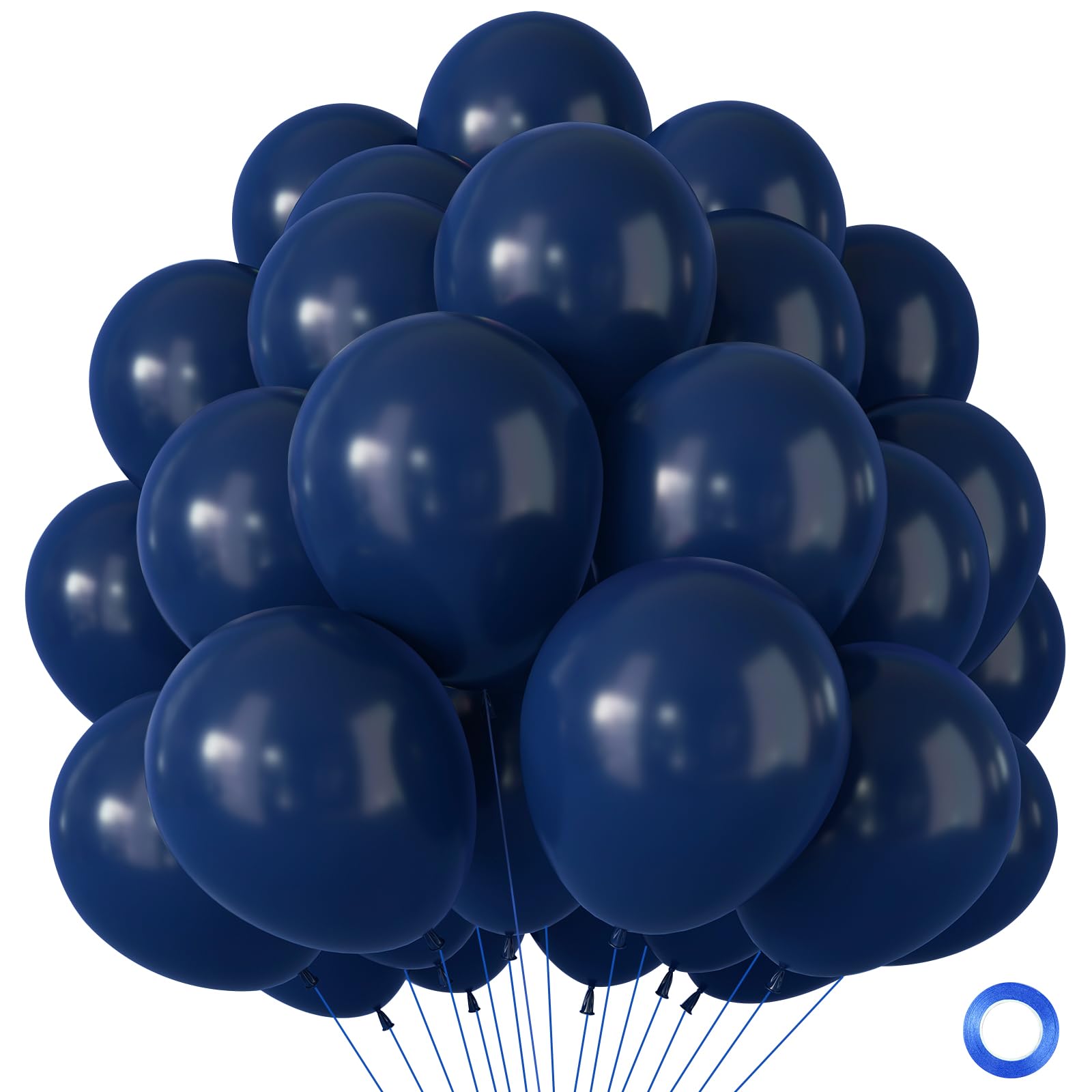 Navy Blue Balloons 100 Pack, Birthday Ballonns Blue, Strong Thicken Latex Helium Balloon for Boys Men Birthday Graduation Engagement Anniversary Baby Shower Party Decorations, 12 Inch