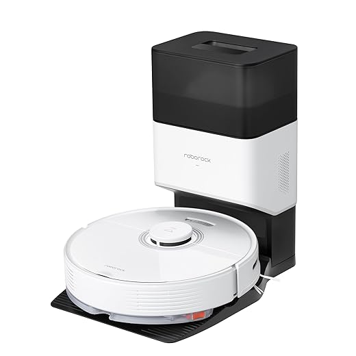 roborock Q7 Max+ Aspirateur Robot Laveur 4200 Pa avec Station de Vidange Automatique 2,5 L Robot Aspirateur à Navigation Lidar Cartographie WiFi/Alexa/APP, Mise à Niveau du S5 Max (Blanc)