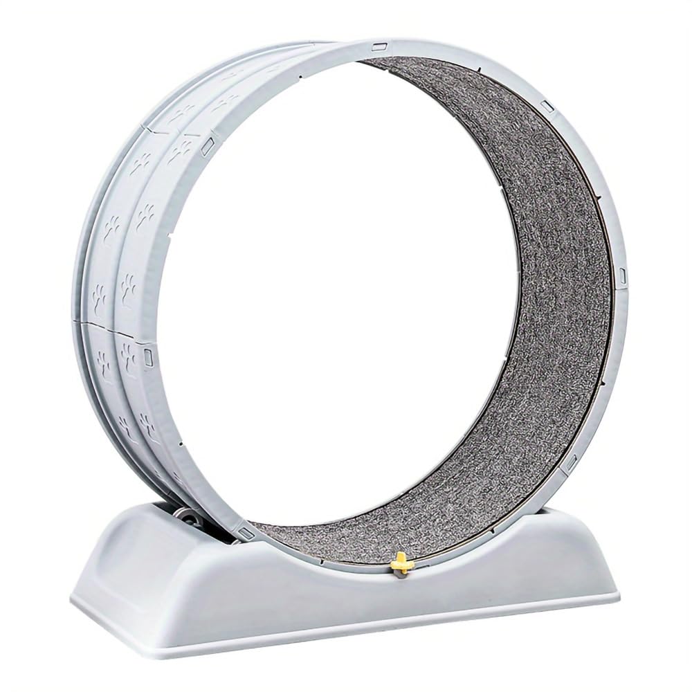 Cat Running Exercise Wheel Tapis roulant, giocattolo di addestramento per gatti ultra silenzioso con meccanismo di bloccaggio, pista con moquette rimovibile per correre e graffiare (Grigio)