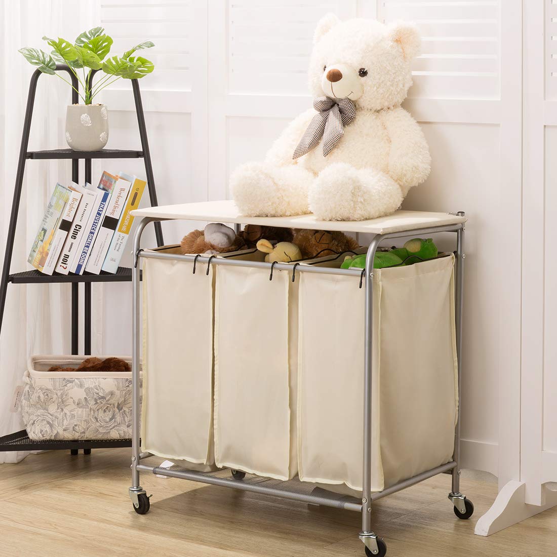 Marble Field 3Bag HeavyDuty Rolling Laundry Sorter Laundry Cart with