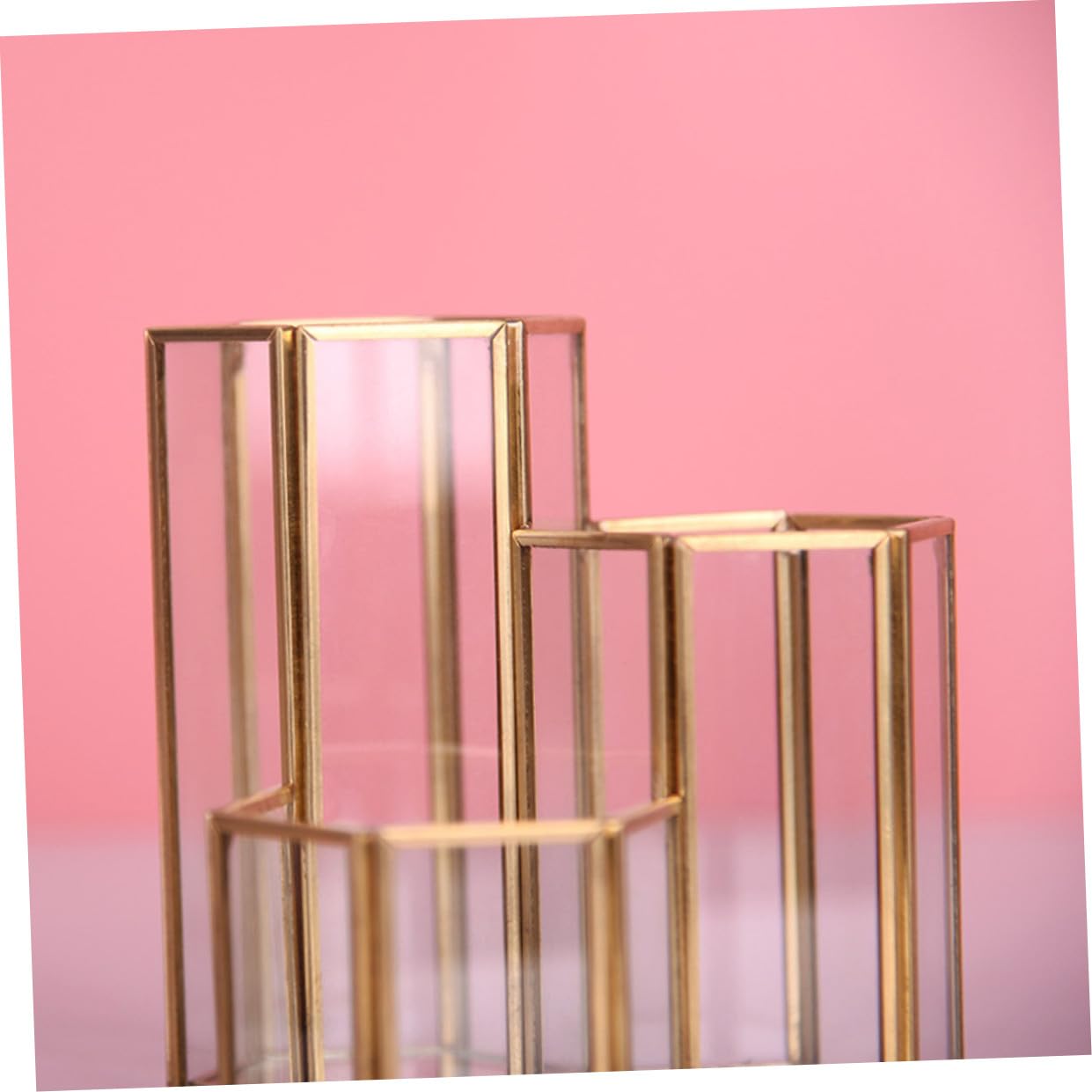 SHINEOFI Stiftebehälter Sechseckig Tisch Goldfarben Stiftehalter Stifteorganizer Schreibtisch Zubehör Leicht Modern Design