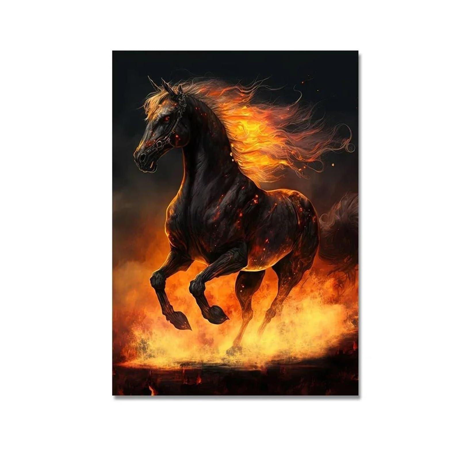 Byambd C Aestheti Pictures Abstract Running Horse With Fire Aestheti Posters Prints Wall Art Anvas Painting Pictures Living Room Home Decor(,50X70cm)