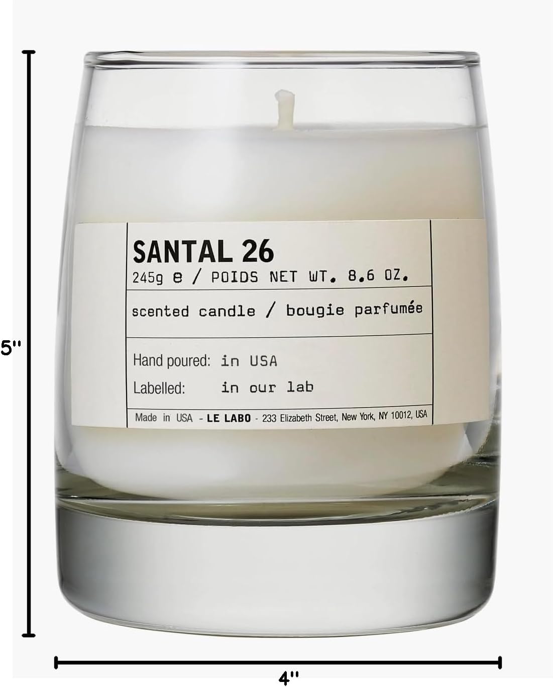 LE LABO Santal 26 Scented Candle 245 Grams 8.6 Ounce Glass jar Boxed Made in USA, Cream - Image 4