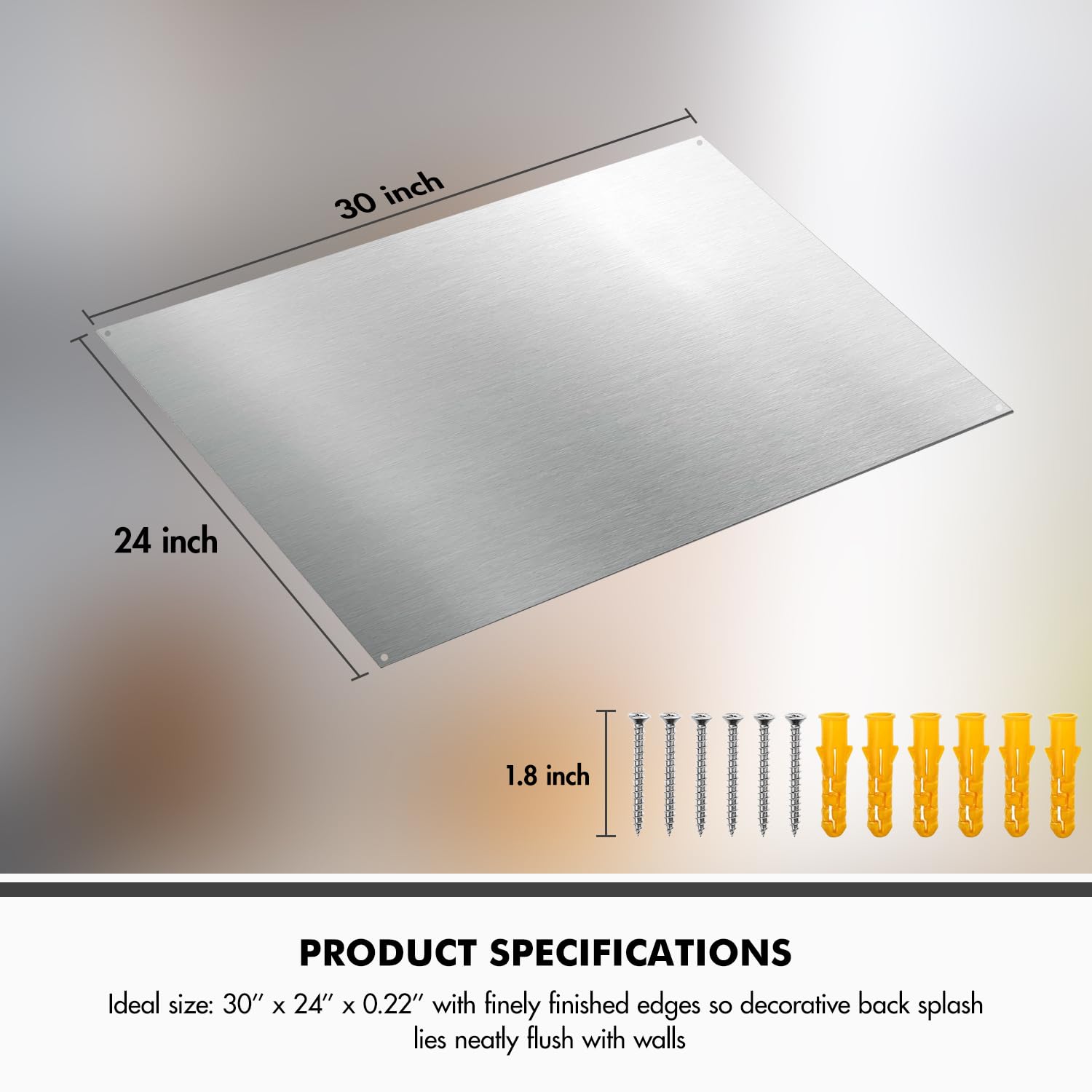 Micmi 24 X 30 Stainless Steel Stove Backsplash, Reversible Flat Metal Guard Range