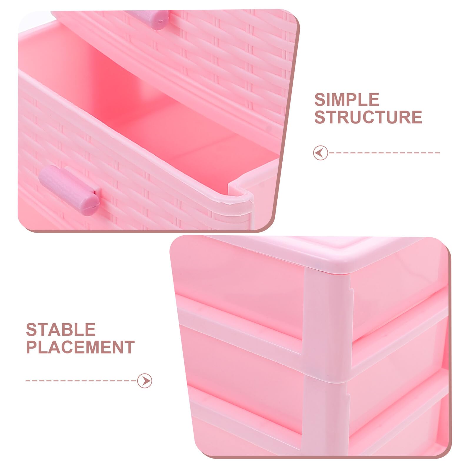 Homoyoyo Cassettiera da Scrivania Mini in Plastica Rosa a Cassetti | Organizzazione a Strati, Scomparti Interni Separati, per Cancelleria e Cosmetici in Dormitorio o Aula