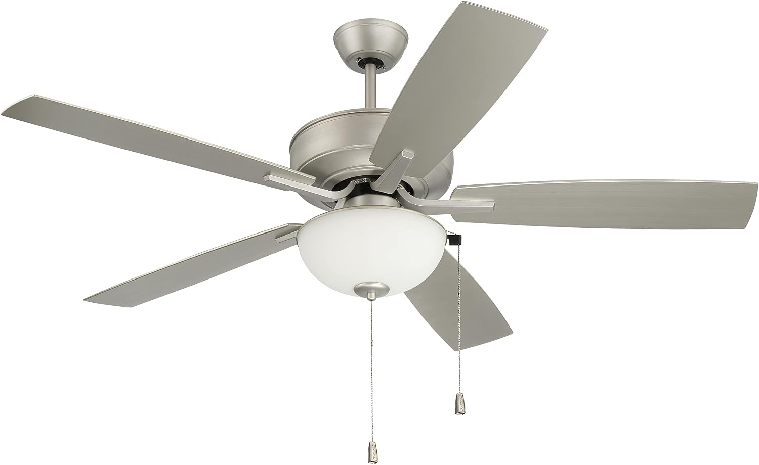 Craftmade 52" Outdoor Pro Plus OP211PN5 Wet Rated Fan with White Bowl 2 x 9W Non-Dimmable LED Light Kit in Painted Nickel with ABS Painted Nickel Blades