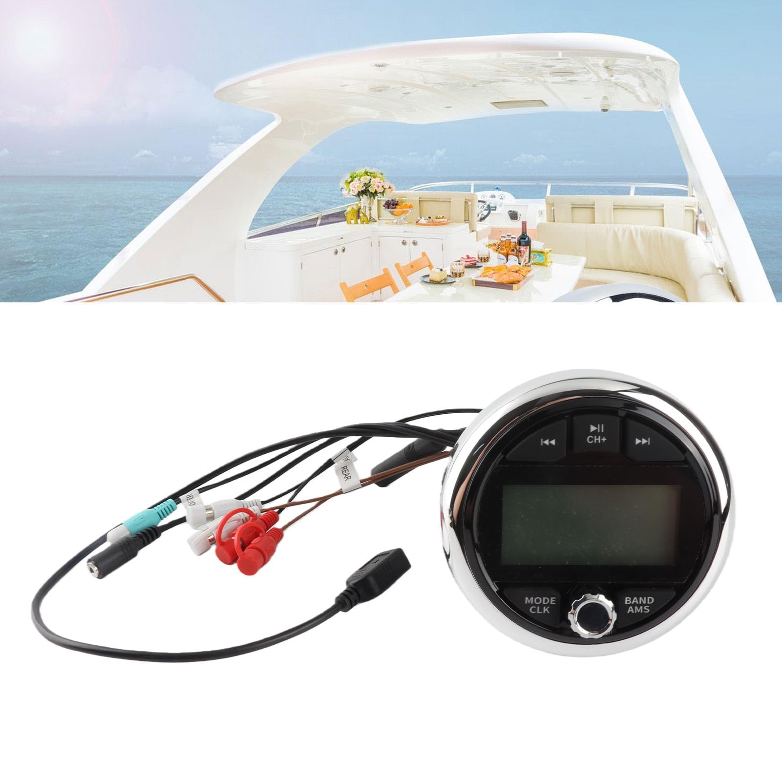 Lettore Audio Musicale per Barca MP3, Ricevitore Stereo Marino DC 12V Lettore MP3Ricevitore Musicale Audio Multimediale Digitale per Yacht RV Veicolo di Ingegneria Nave