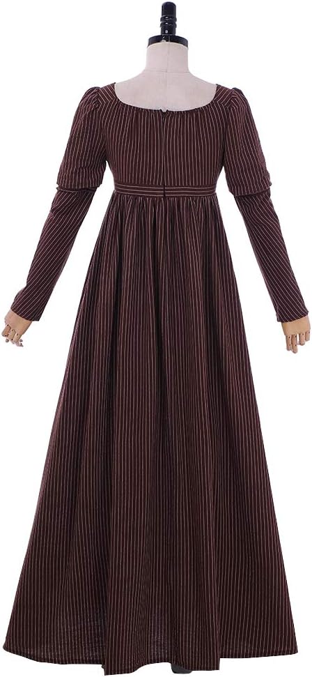 1791's lady Regency Dress Jane Austen Vintage Dress High Waistline Tea Gown