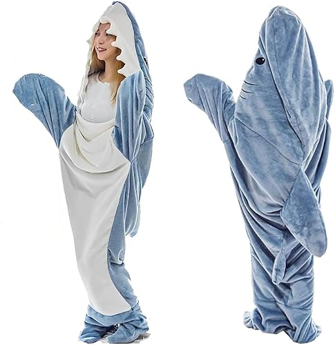 Manta de tiburón mejorada para adultos y niños, manta de franela súper suave y acogedora de tiburón, disfraz de tiburón para los amantes de los