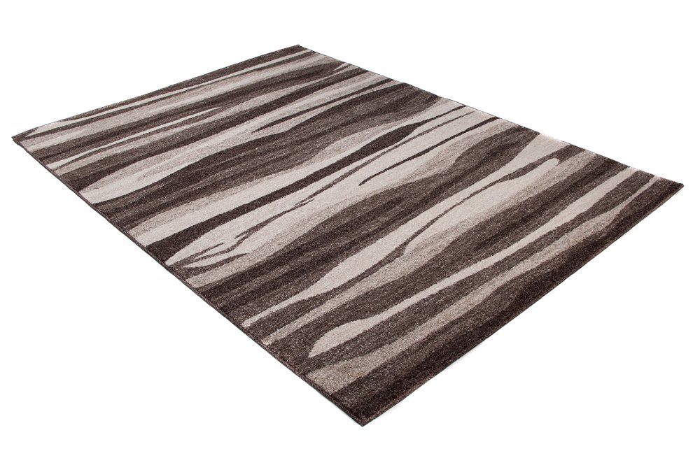 Tapiso Dywan Sari nakrapiany, krótkie runo, designerski, beżowy, brązowy, abstrakcyjne paski, zebra, do salonu, ÖKOTEX 140 x 190 cm