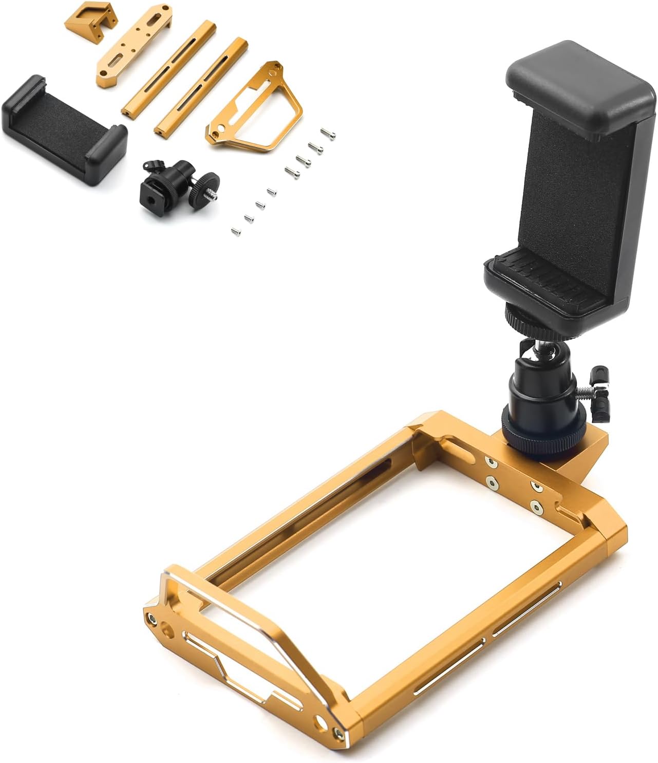 Metal Transmitter Protector Frame for Flysky Noble NB4 / NB4 Pro/NB4+ Remote Control Protector Frame Support with Extended Adapter Update Parts (Gold)