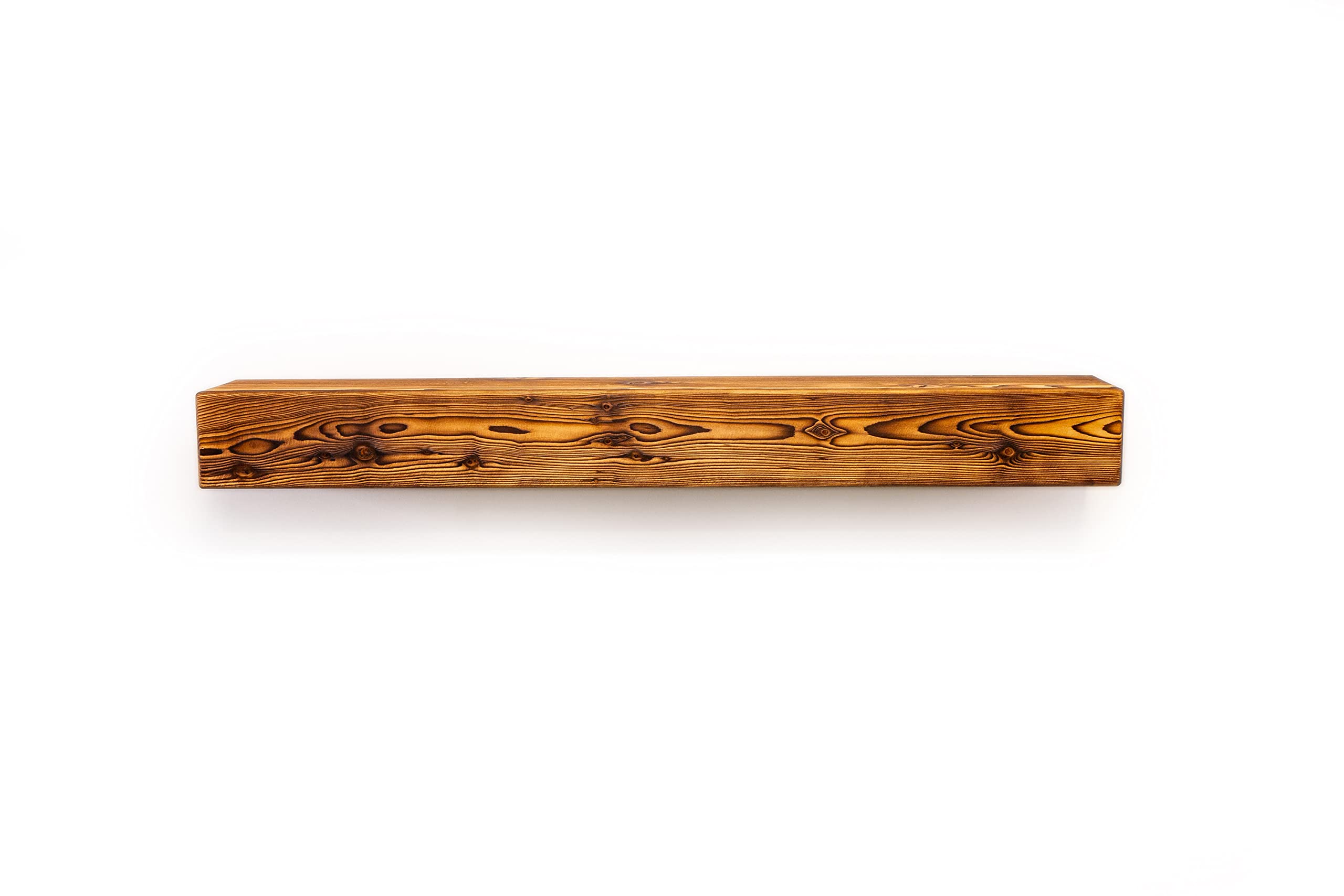 BODRUM WOODEN Fire Place Mantel Shelf Rustic Solid Barn Wood (Rustic Burn, 48'')