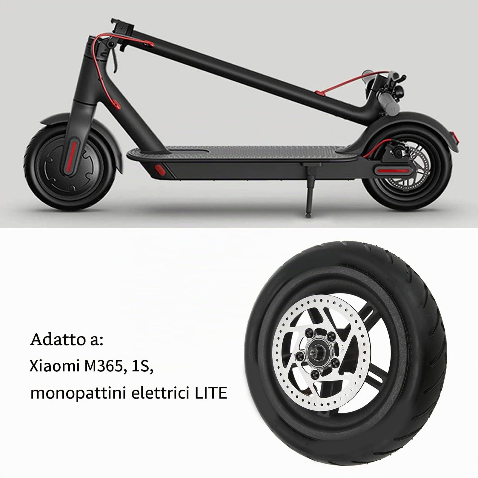 BuyWeek Pneumatico Solido Ruota Solida di Ricambio per Xiaomi M365, 8,5 Pollici 8 1/2x2 Posteriore con Mozzo per Scooter Elettrico