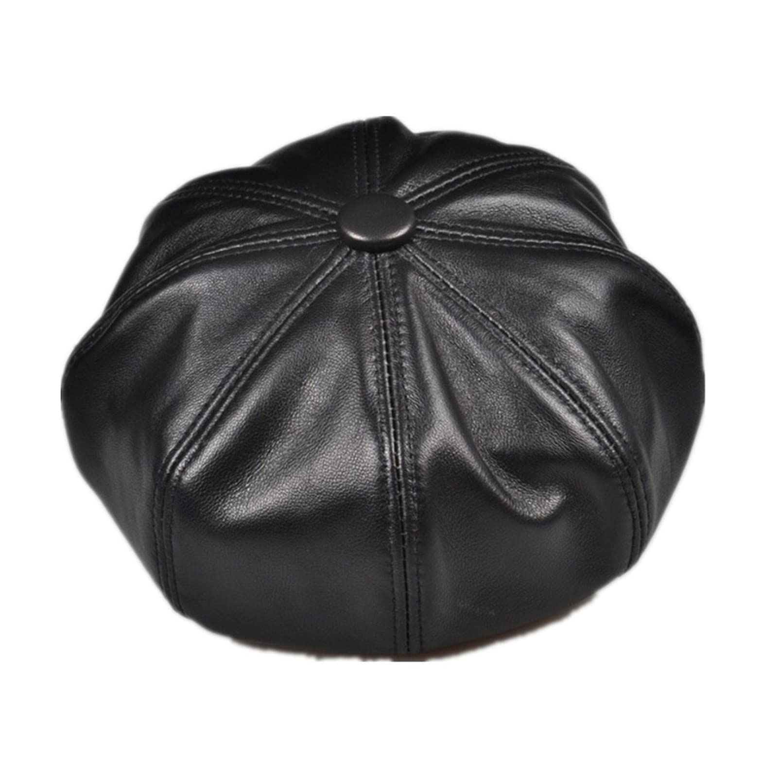 Prawdziwej Skóry Mężczyźni Kobiety Newsboy Cap Męskie Beret Vintage Hig-H Qua-Lity Męska Kobieta Czarna Ośmiawista Czapka