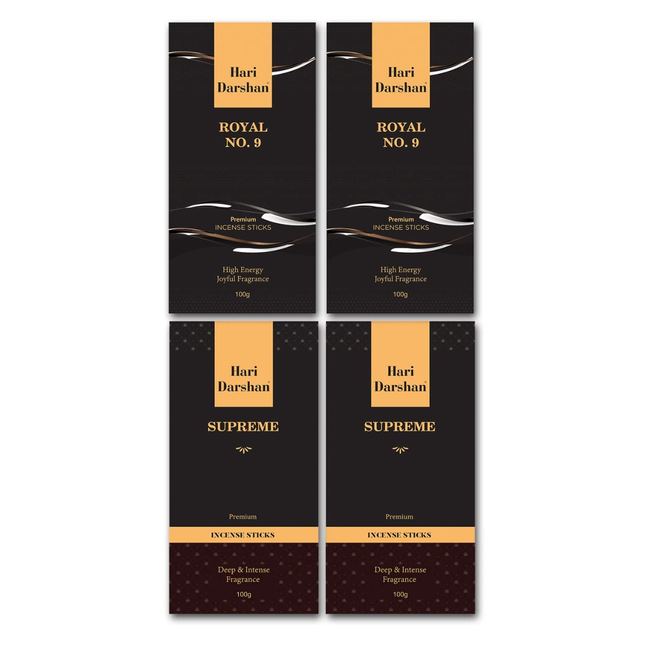 Hari Darshan Premium Agarbatti Combo Pack of 4-400 Sticks | Royal- No-9 |Supreme | Perfumed Incense Sticks, Long Lasting Fragrance for Daily Pooja, Havan, Meditation and Yoga