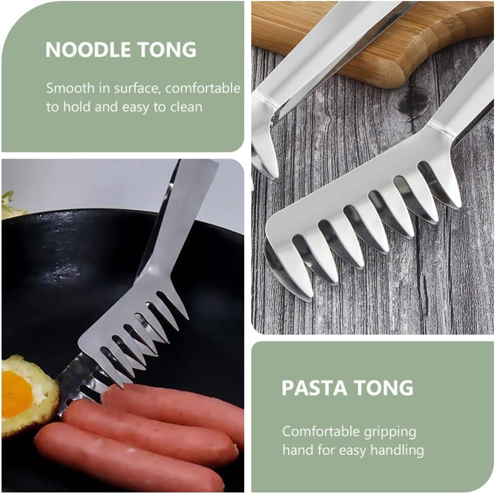 Spaghetti Tongs 2pcs Stainless Steel with Teeth Cooking Utensils