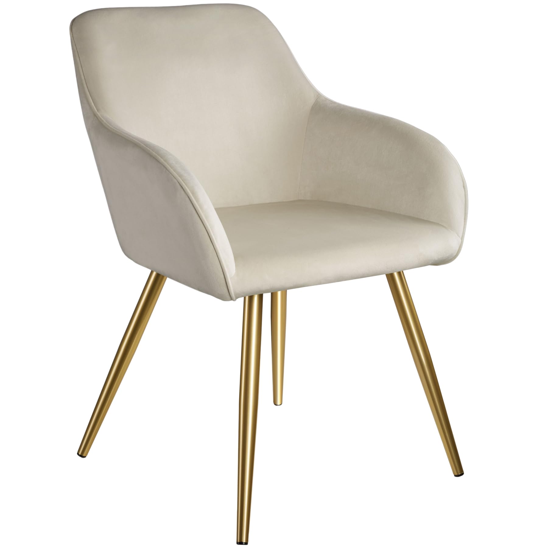 tectake® Set 2 Sedie Sala da Pranzo Effetto Velluto, Sedie Soggiorno con Morbida Imbottitura, Seduta Ergonomica, Poltrone Velluto Versatili, Sedie Design Moderno - Crema/Oro