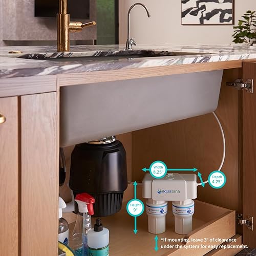 Miniatura 6 de Aquasana Filtro de agua debajo del fregadero  Filtración de 2 etapas  Reduce hasta el 99.99% de PFAS, plomo, cloro, quistes y más  Filtro de agua