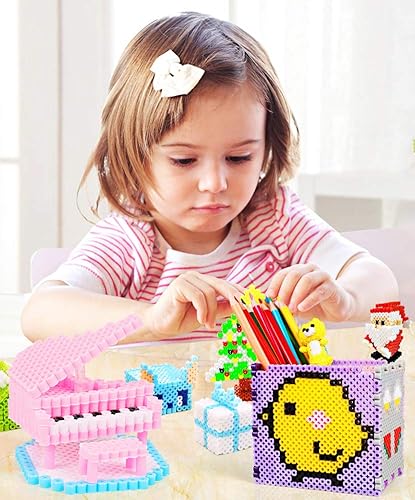 Miniatura 5 de Tableros de clavijas para cuentas Perler, kits de 5000 piezas de cuentas fusibles que incluyen 5 tablas grandes Perler, 5 pinzas y 5 papeles de