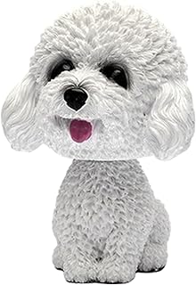 Hintyne Figura de Perro cabezón Realista y Adorable de 6 x 9, 4 cm Color Blanco autoadhesiva y Decorativa para salpicadero de Coche.