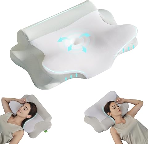 Z-hom Almohada Cervicales y Cuello, Cómoda y Ergonómica, Almohada Ergonómica para Dormir de Lado, Boca Arriba y Boca Abajo, (39 * 60 * 10/12cm)