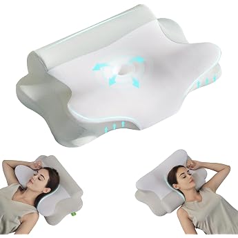 Z-hom Neck Pillow Memory Foam Pillow Ergonomic Neck Pillow Pillow for Sides Back & Stomach Sleepers Ergonomic Side Sleeper Pillow 60 x 39 x 10/12 cm