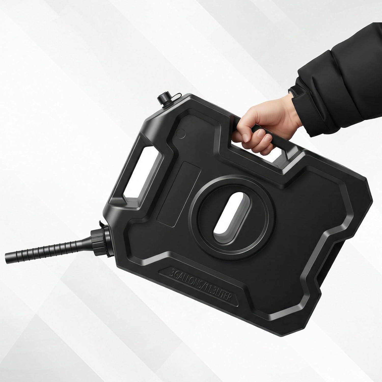 3-gallon storage container, Transfer Tank,Storage Container fit for Most Cars,Equipped with an additional sealing ring. Black