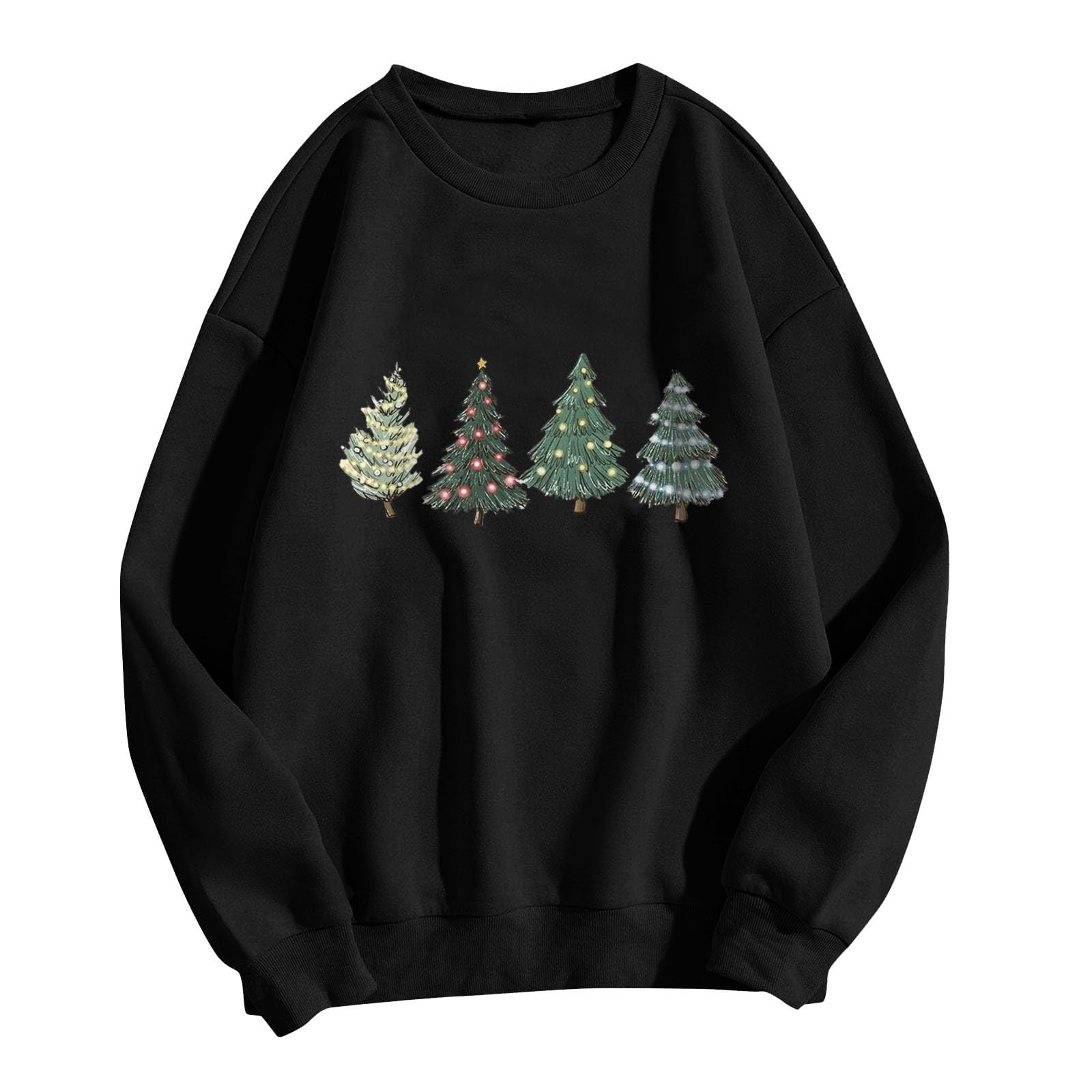 Christmas Sweatshirts for Women Oversized Causal Long Sleeve Boat Neck Basic Blouses Cute Xmas Printed Sweatshirt