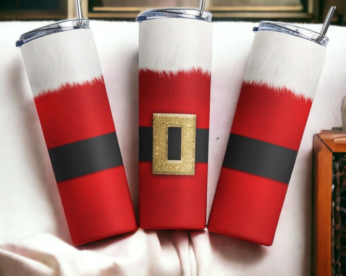 Personalize It - Santa Claus Themed Christmas Tumbler 20 oz Stainless Steel Tumbler with Lid and Straw Cup Mug - Image 3