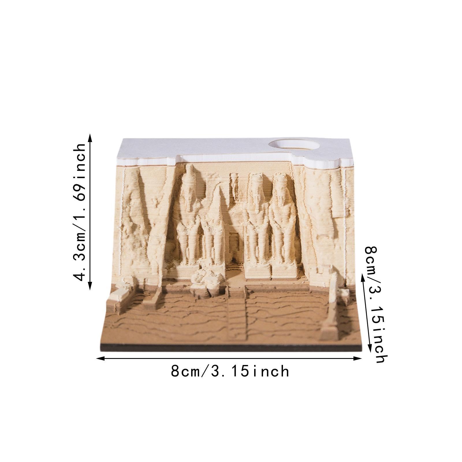 Calendario 3D 2025 con soporte para bolígrafo, bloc de notas 3D, diseño de templo egipcio antiguo, planificador semanal, decoración de escritorio, regalo escolar