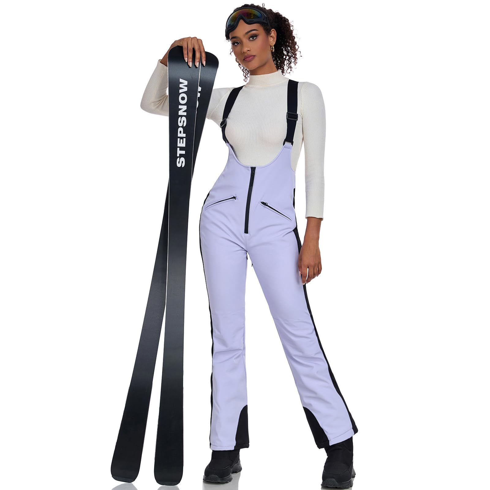 ALSOGO Pantaloni da sci da donna, isolati, impermeabili, antivento, invernali, per snowboard, per mantenere caldi e comodi