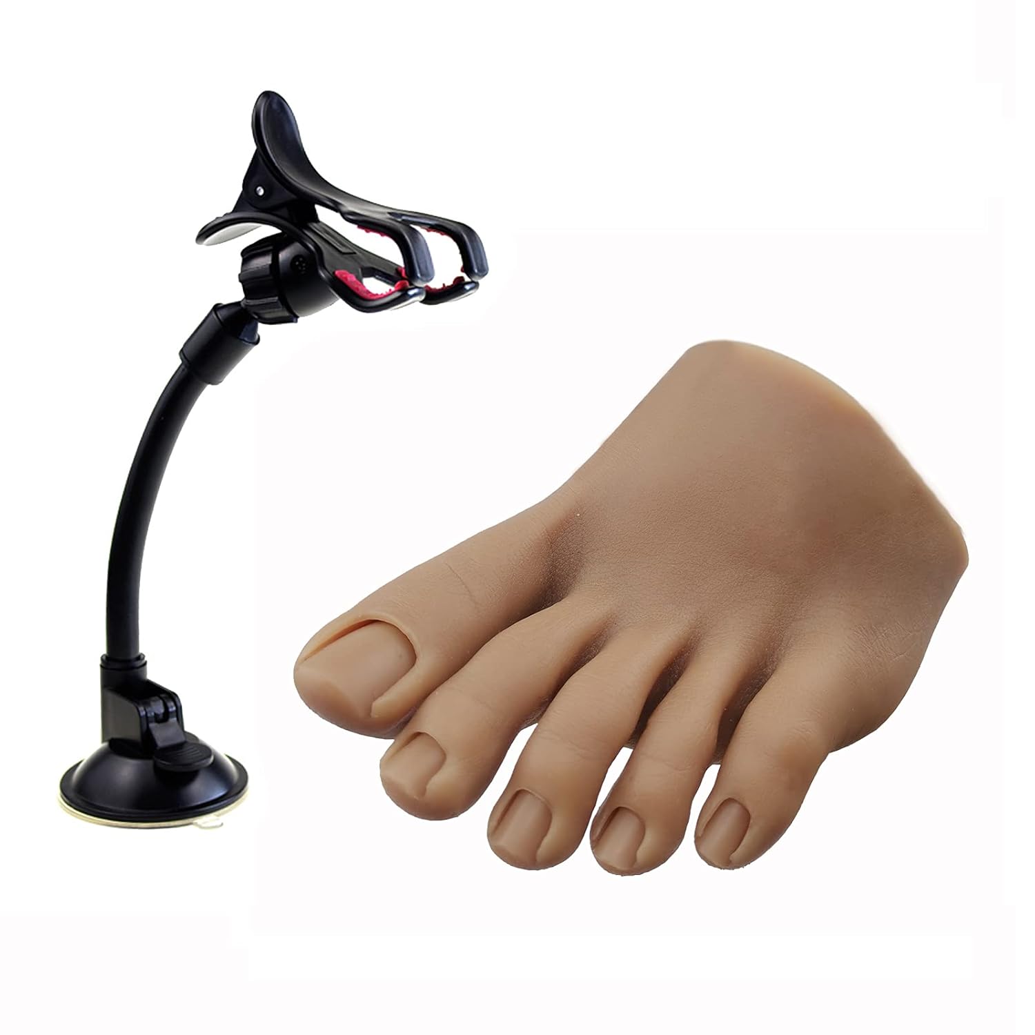 Lifelike Silicone Practice Foot Nail Training Foot Mannequin Flexible Bendable Silicone Foot Model with Table Clip for Acrylic Nails Art Training Display DIY (2#-Right)