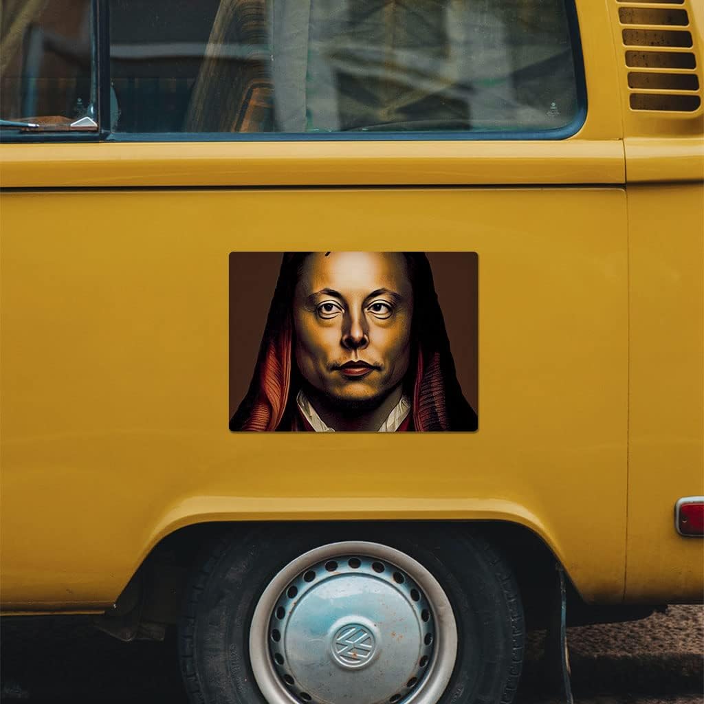 Renaissance Car Magnet 2 PCS - Elon Musk Face Car Magnet - Portrait Sticker