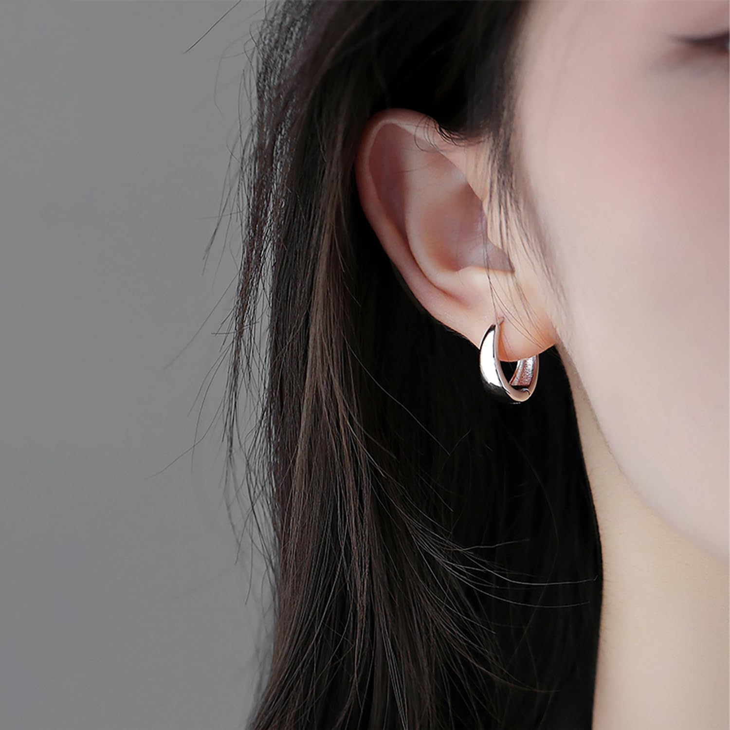 Reffeer 925 Sterling Silver Chunky Hoop Earrings for Women Teens Thick Hoop Earrings Teardrop Hoop Earrings