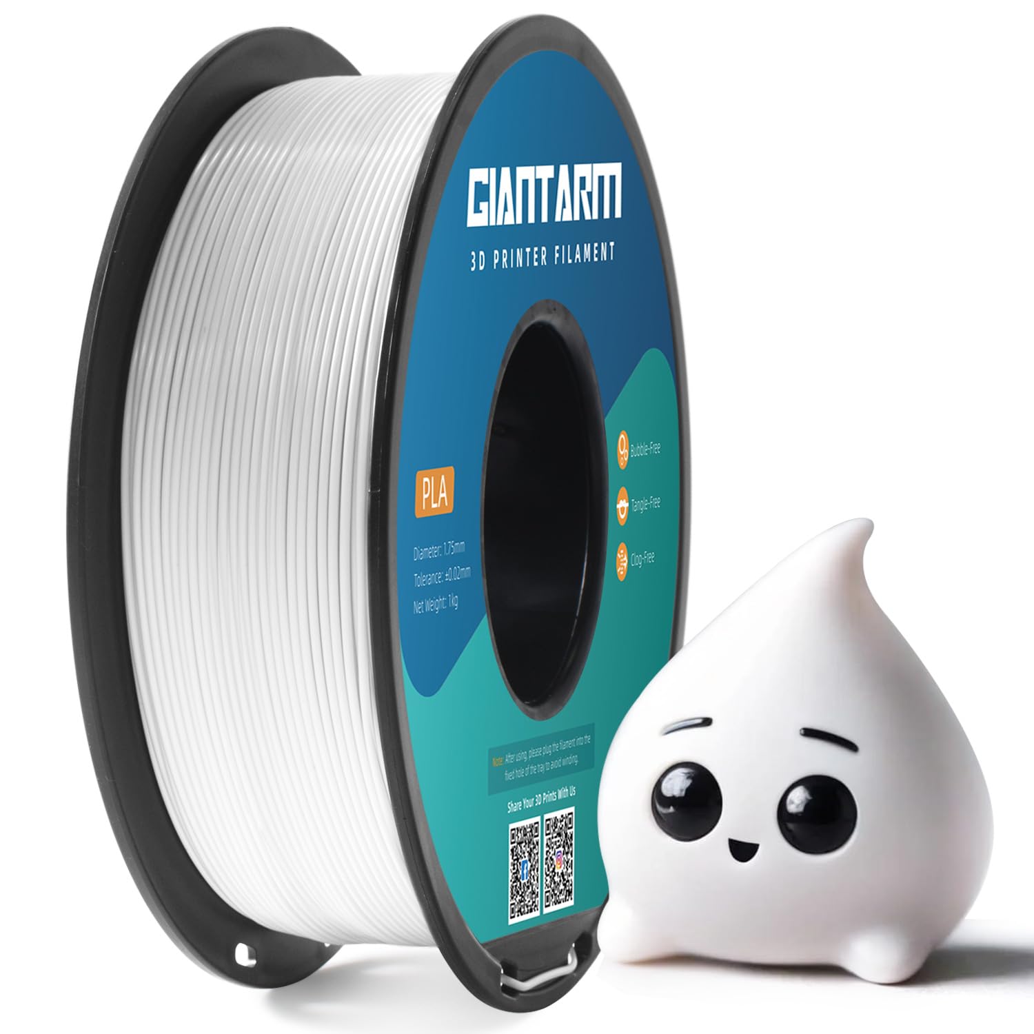 PLA Filament 1.75mm, GIANTARM 3D Drucker Filament PLA Warmweiß 1kg Spool