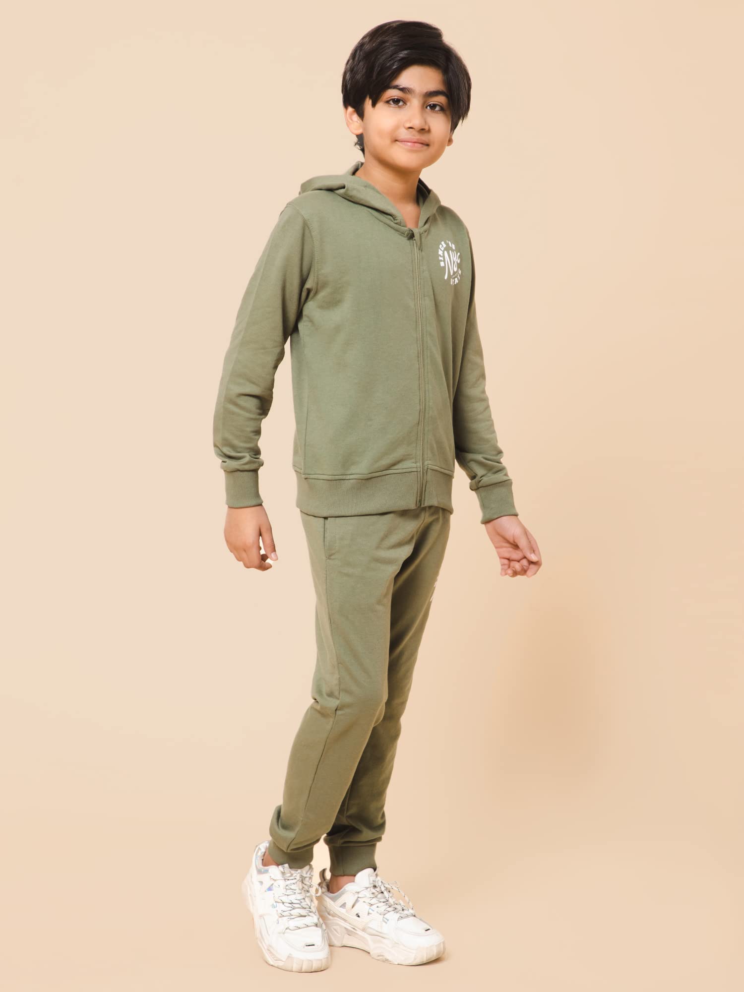 Alan Jones Clothing Boys Solid Tracksuit Set (Olive_13-14 Years) 3