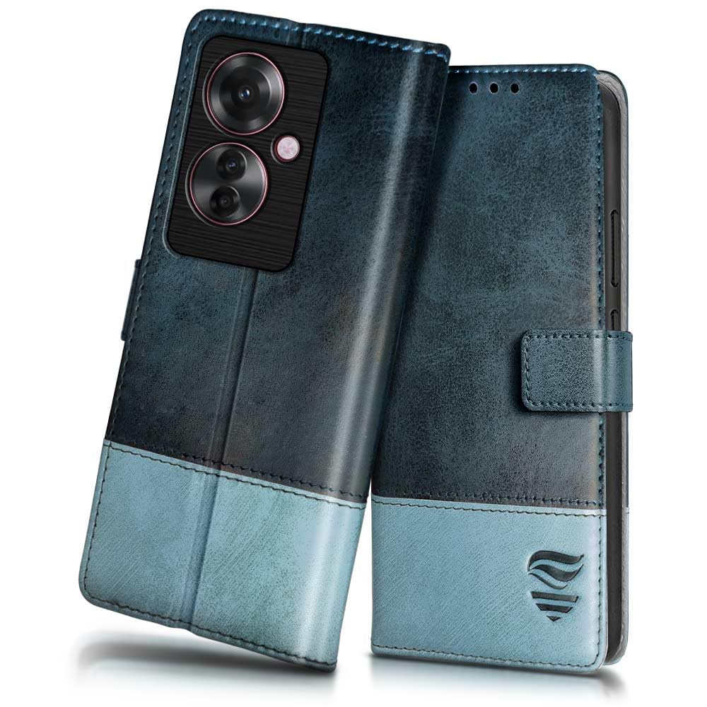 FLIPPED Vegan Leather Flip Case Back Cover for Oppo F25 Pro 5G (Flexible, Shock Proof | Hand Stitched Leather Finish | Card Pockets Wallet & Stand | Blue with Aquamarine) (B0CWLJ58PB) Amazon Price History, Amazon Price Tracker
