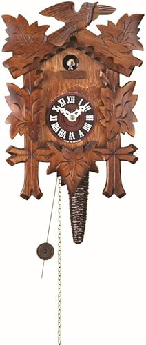 Trenkle Reloj de cuco de cuarto de llamada con movimiento de 1 día de cinco hojas, Bird TU 619 nu