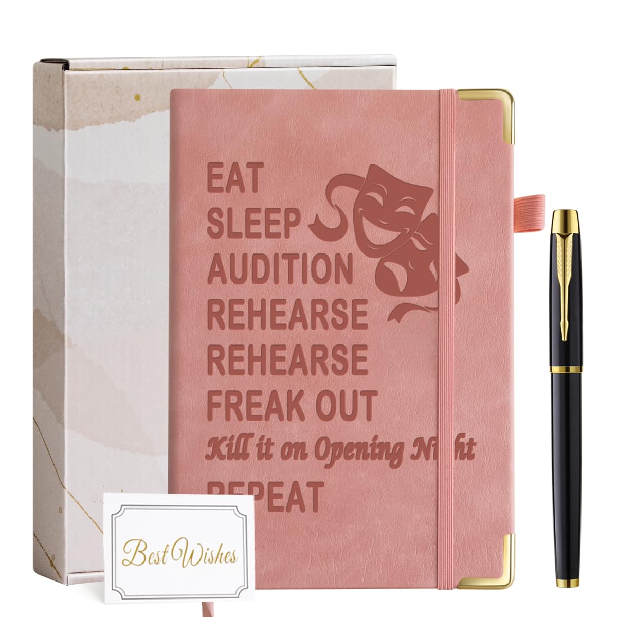 Theatergeschenke, Broadway-Geschenke, Leder-Tagebuch, Notizbuch, 200 Seiten, A5, liniert, mit Innentasche und Stift, Musiktheater, Geschenke, Theaterregisseur, Schauspielerin, Darstellerin