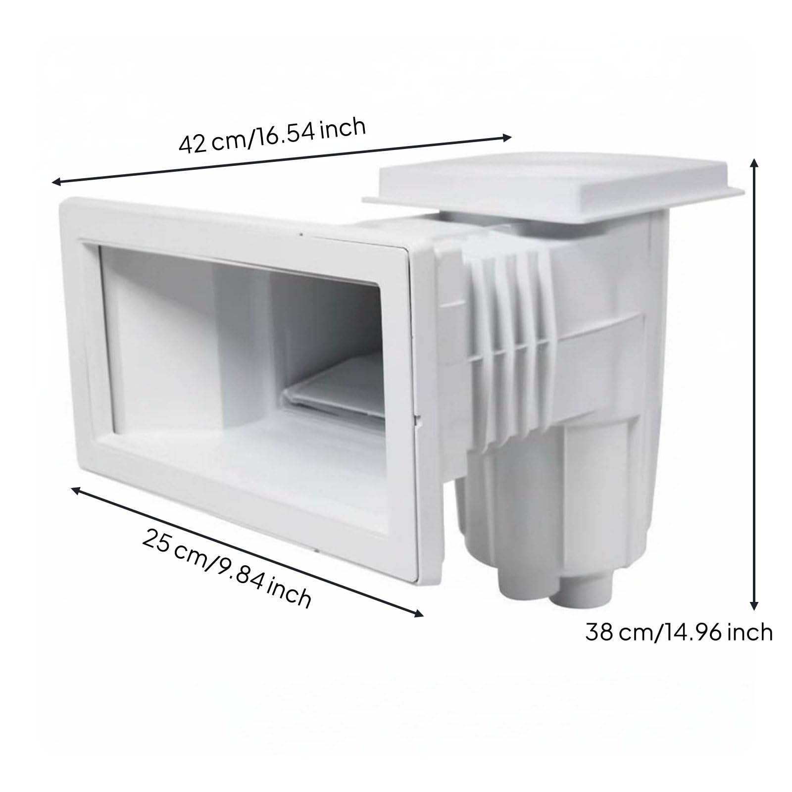 Skimmer de Piscina Profesional Automático Desnatador Colector de Residuos Cesta Extraíble Robusto Captura Hojas Aceites y Espuma Apto para Instalación, Aq-0040v Piscina Vinilo
