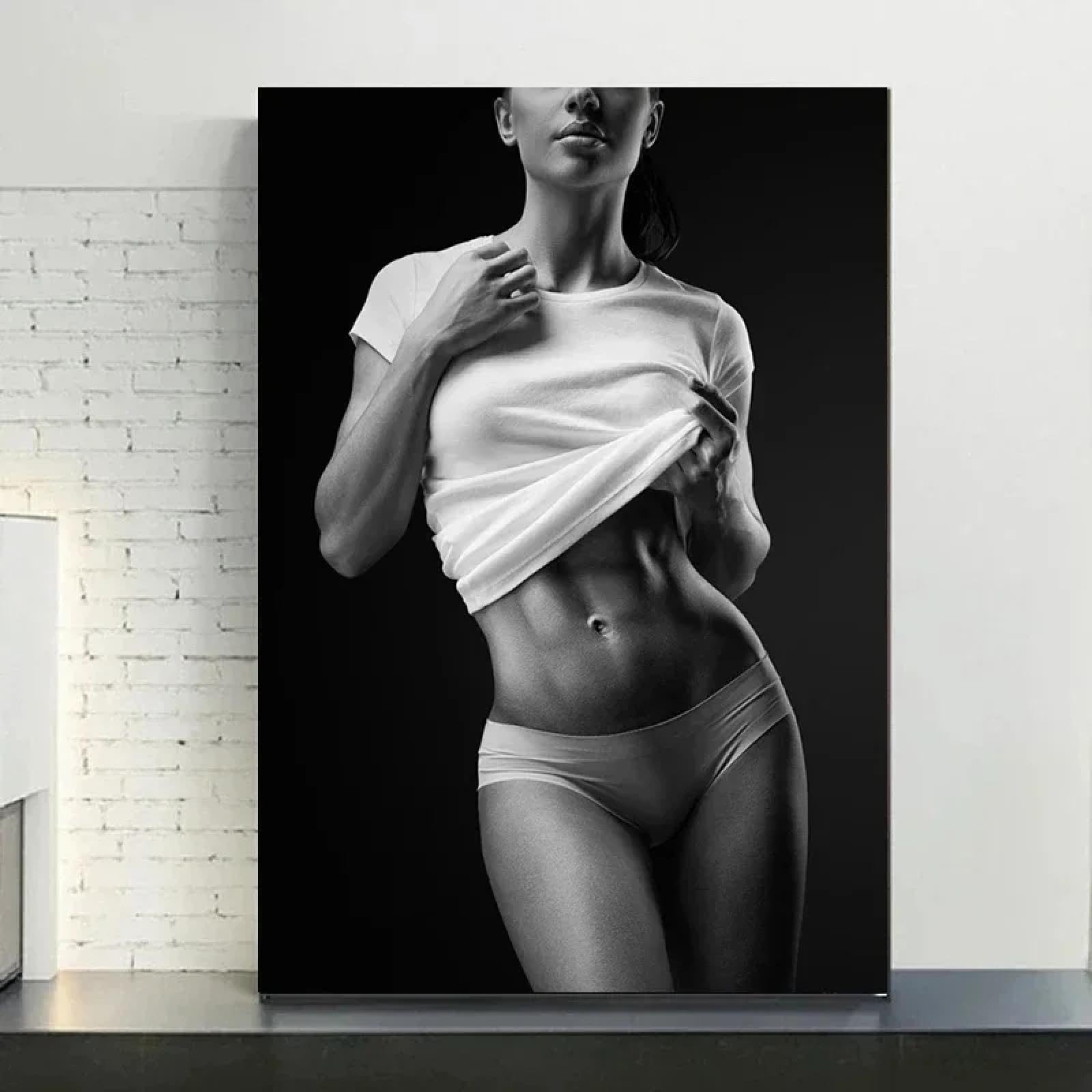 MAIMANG Pósteres de chicas sexys, culturismo, fitness, inspiración, fuerza, músculos, mujeres, lienzo impreso, decoración de pared para el hogar, 80 x 140 cm, marco